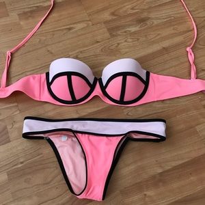 VsS PINK color block pink/peach bikini. 36B/S